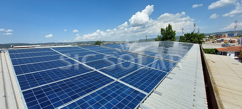 solar panels on pitched roof