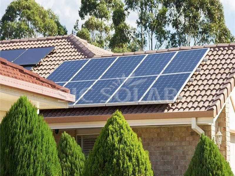 solar panels on ceramic tile roof